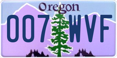 OR license plate 007WVF