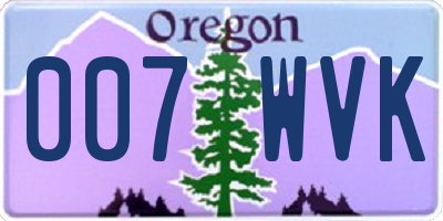 OR license plate 007WVK