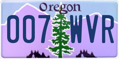 OR license plate 007WVR