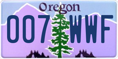OR license plate 007WWF