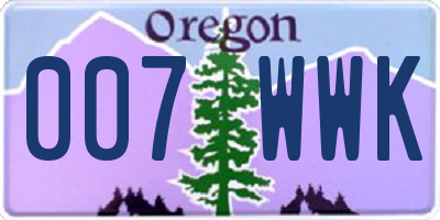 OR license plate 007WWK