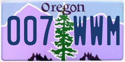 OR license plate 007WWM