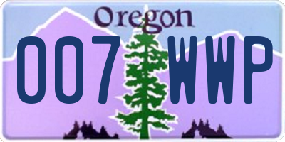 OR license plate 007WWP