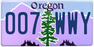 OR license plate 007WWY