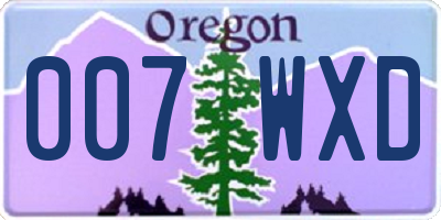 OR license plate 007WXD