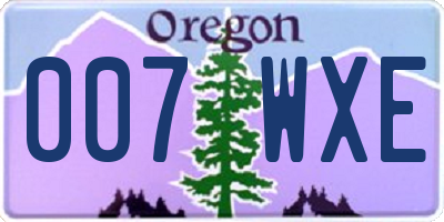OR license plate 007WXE