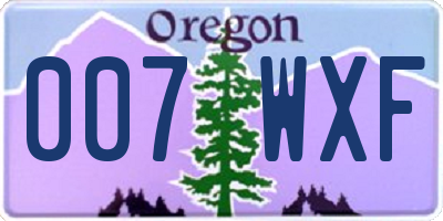 OR license plate 007WXF