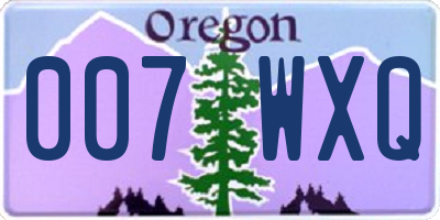 OR license plate 007WXQ
