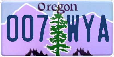OR license plate 007WYA
