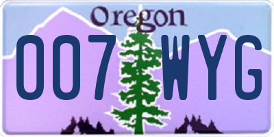 OR license plate 007WYG