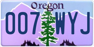 OR license plate 007WYJ
