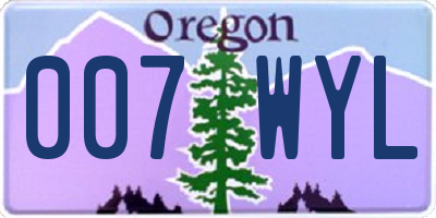 OR license plate 007WYL