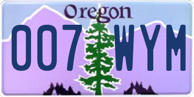 OR license plate 007WYM