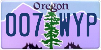 OR license plate 007WYP