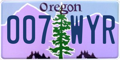 OR license plate 007WYR