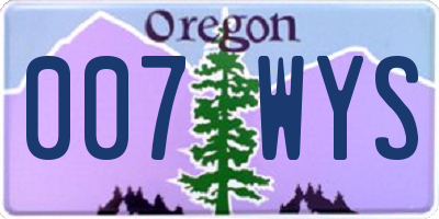 OR license plate 007WYS