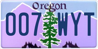 OR license plate 007WYT
