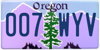 OR license plate 007WYV