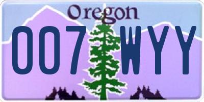 OR license plate 007WYY