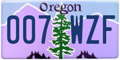 OR license plate 007WZF