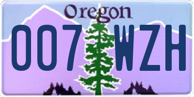 OR license plate 007WZH