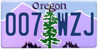 OR license plate 007WZJ