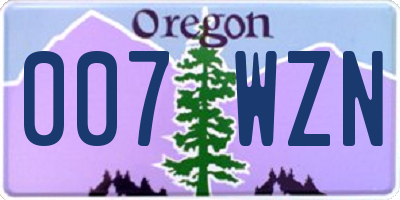OR license plate 007WZN