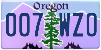 OR license plate 007WZO