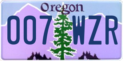 OR license plate 007WZR