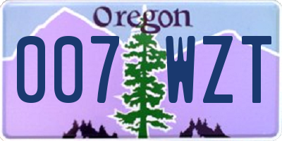 OR license plate 007WZT