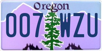 OR license plate 007WZU