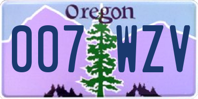 OR license plate 007WZV