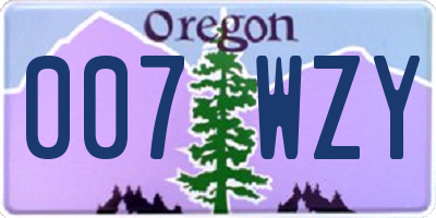 OR license plate 007WZY