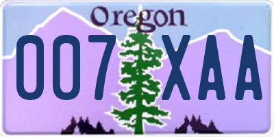 OR license plate 007XAA