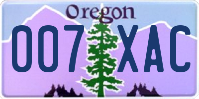 OR license plate 007XAC
