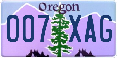 OR license plate 007XAG