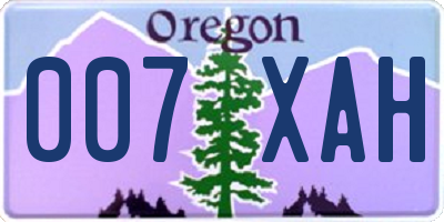 OR license plate 007XAH