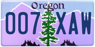 OR license plate 007XAW