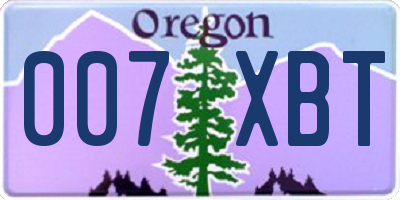 OR license plate 007XBT