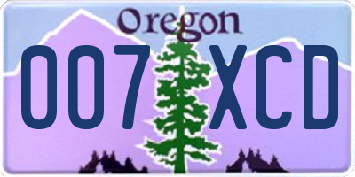 OR license plate 007XCD