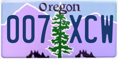 OR license plate 007XCW