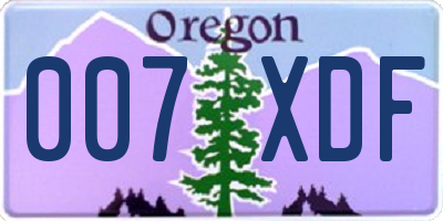 OR license plate 007XDF