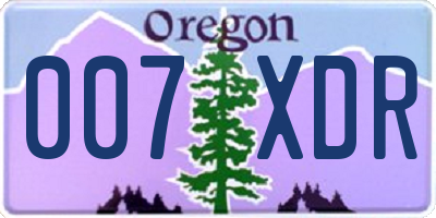 OR license plate 007XDR