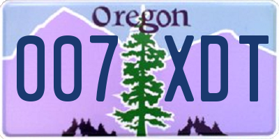OR license plate 007XDT