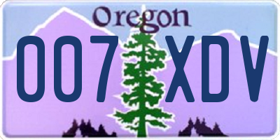 OR license plate 007XDV