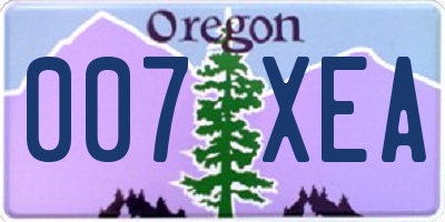 OR license plate 007XEA