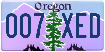 OR license plate 007XED