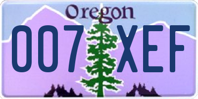 OR license plate 007XEF
