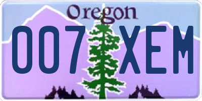 OR license plate 007XEM
