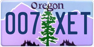 OR license plate 007XET
